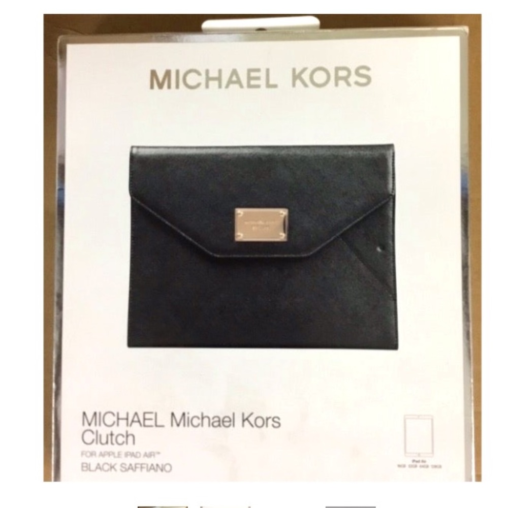 Michael Kors Clutch For Apple iPad Air, Black Saffiano, 4 Card Slots - NEW